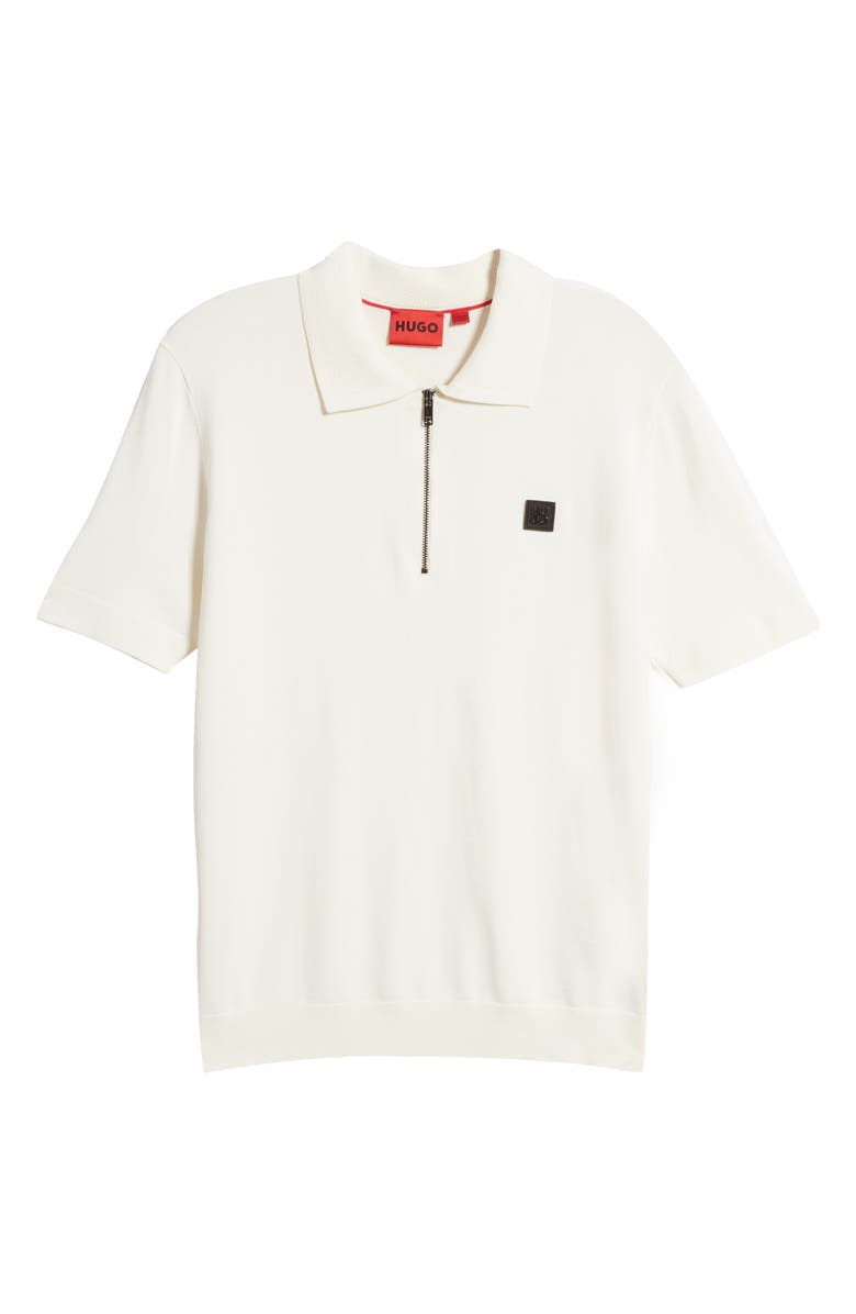 HUGO Sayfong Quarter Zip Sweater Polo, Alternate, color, Open White