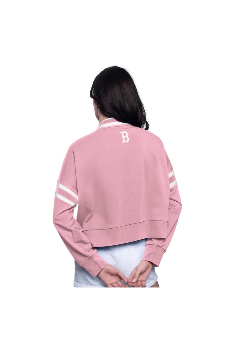 STARTER Women's Starter Pink Boston Red Sox Power Play Cropped Pullover Sweatshirt, Alternate, color, Pink