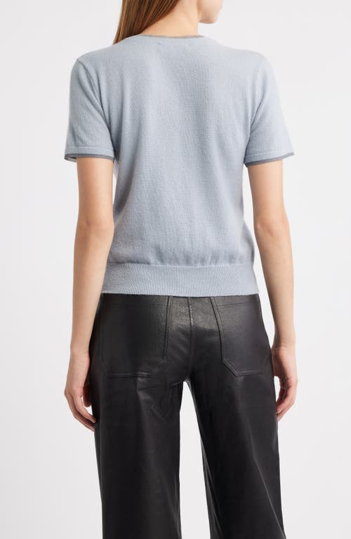 Frame The Cashmere Mesh Trim Cardigan In Blue