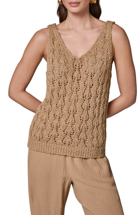 Double V-Neck Open Stitch Sweater Vest