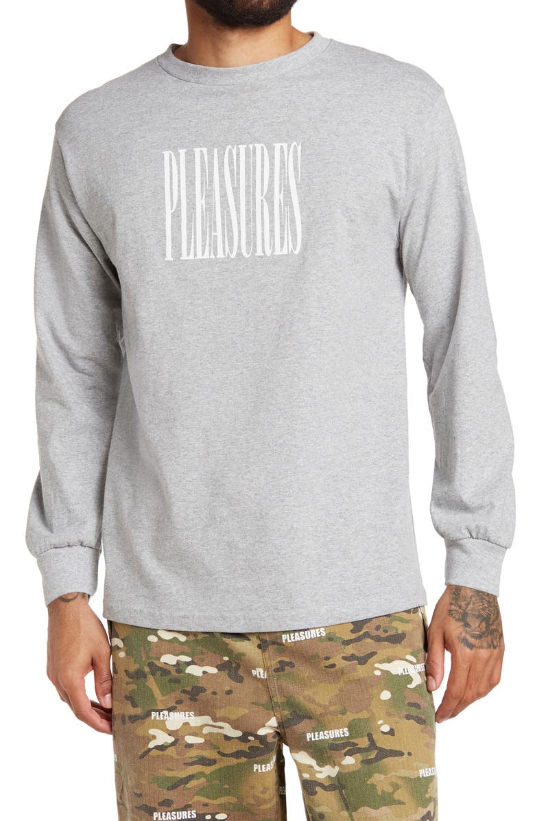 PLEASURES Men's Long Sleeve Graphic Logo T-Shirt, Main, color, 