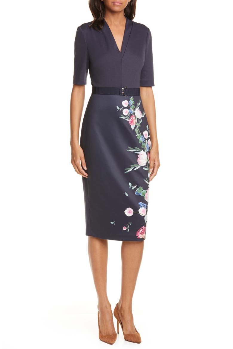Norraa Fantasia Body-Con Dress, Main, color, NAVY