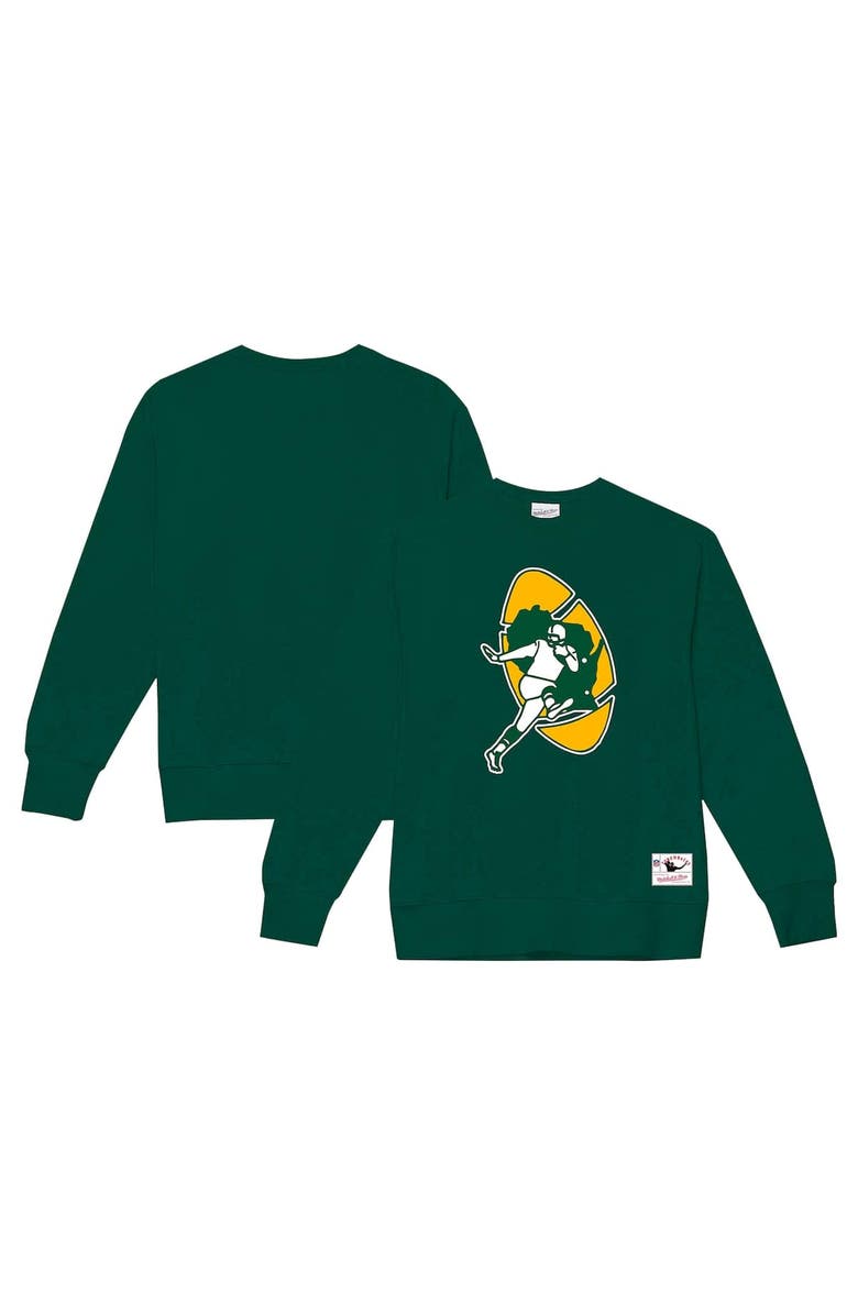 Mitchell & Ness Men's Mitchell & Ness Dark Green Green Bay Packers Basic Fleece Pullover Sweatshirt, Alternate, color, Dark Green