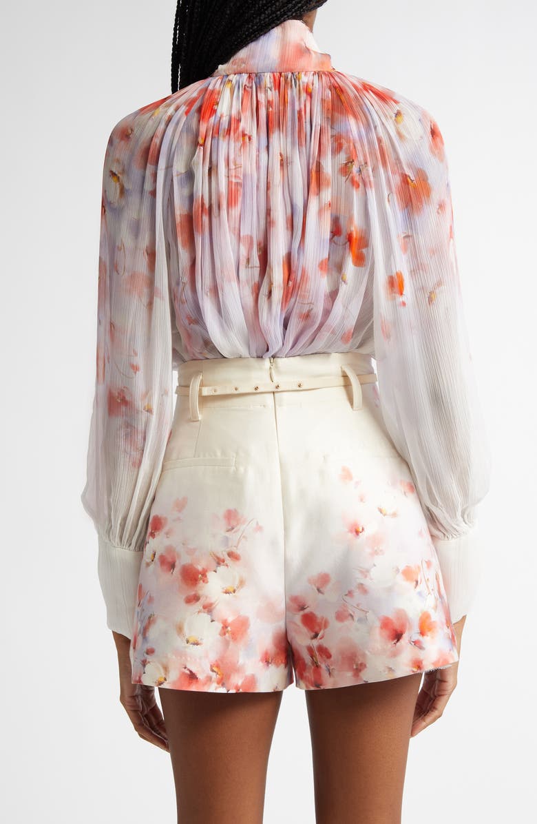 Zimmermann Crush Floral Print Gathered Top, Alternate, color, 