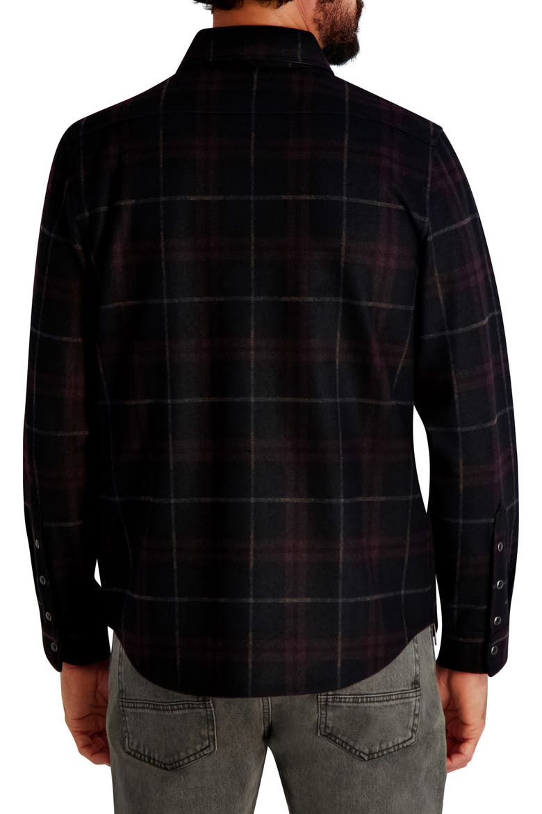 Plaid Ponte Snap-Up Shirt, Alternate, color, NAVY