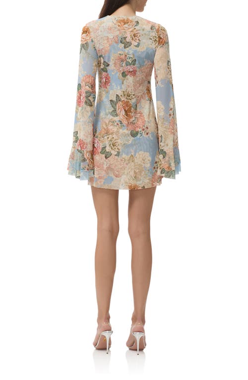 Afrm Kori Long Sleeve Minidress In Blue