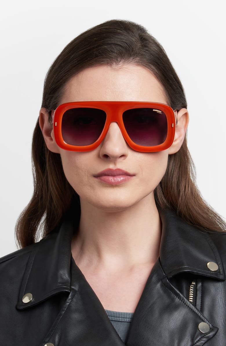 Carrera Eyewear Special Edition FLAGLAB 18 57mm Gradient Square Shield Sunglasses, Alternate, color, Orangegold/ Violiet Grey