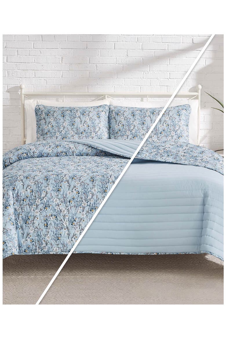 Soft Floral Reversible Quilt Set, Alternate, color, SOFT FLORAL BLUE