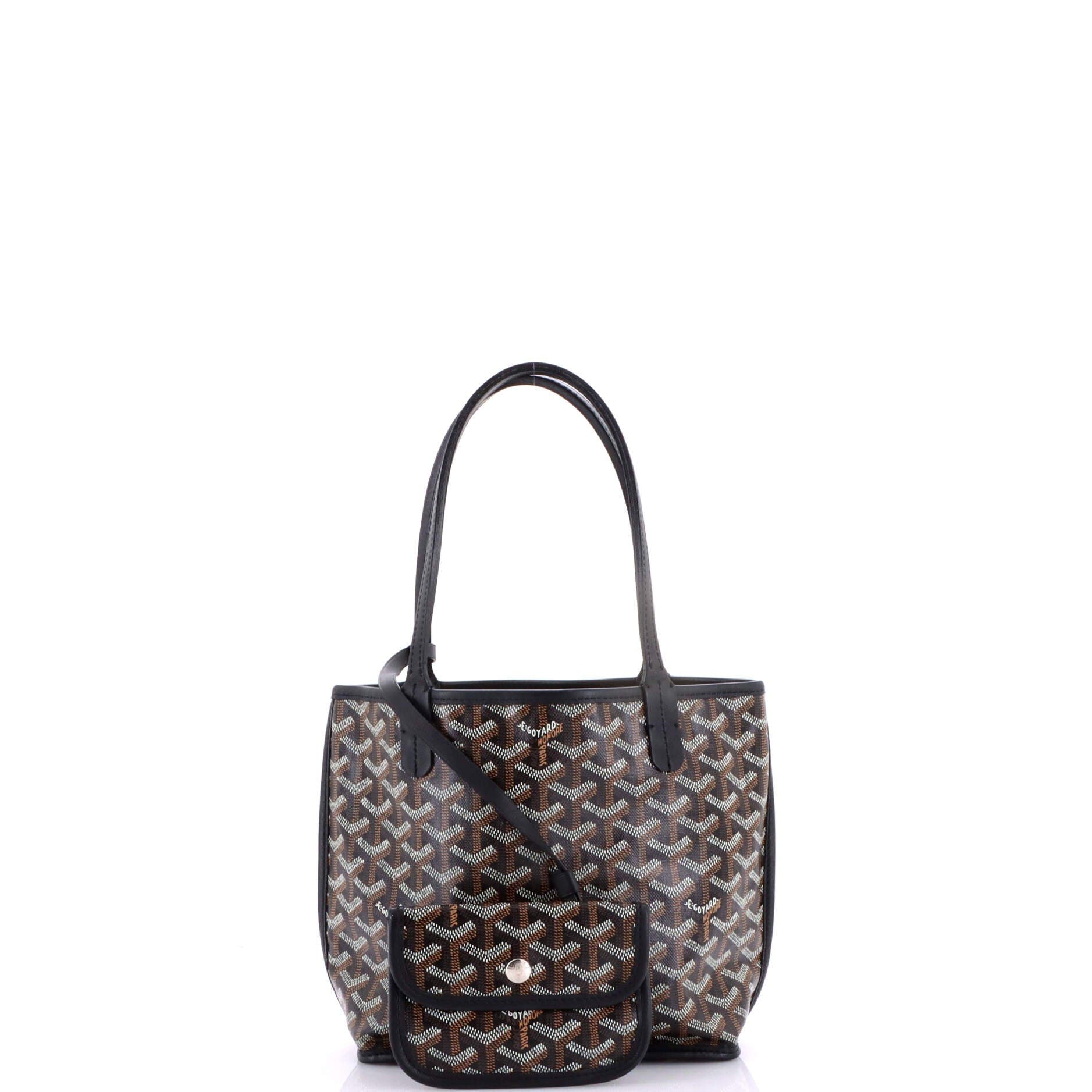 Pre-Owned Goyard Anjou Reversible Tote Coated Canvas Mini, Alternate, color, Black