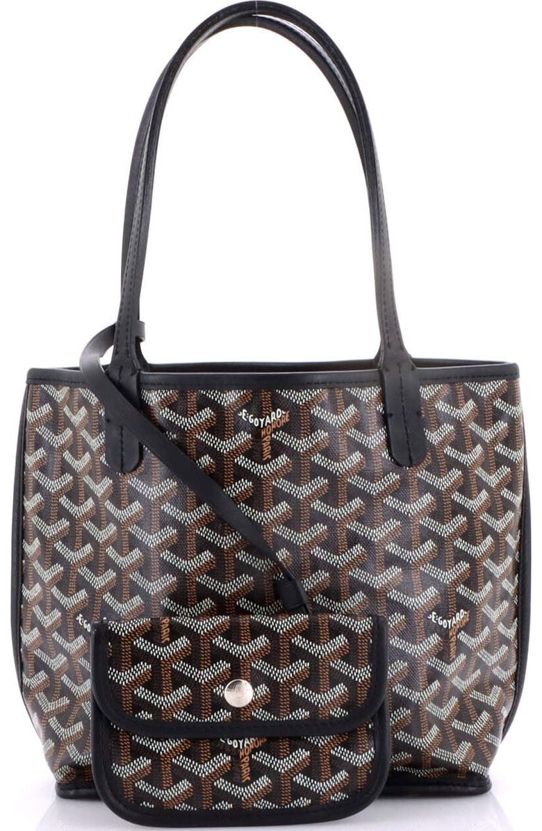Pre-Owned Goyard Anjou Reversible Tote Coated Canvas Mini, Alternate, color, Black