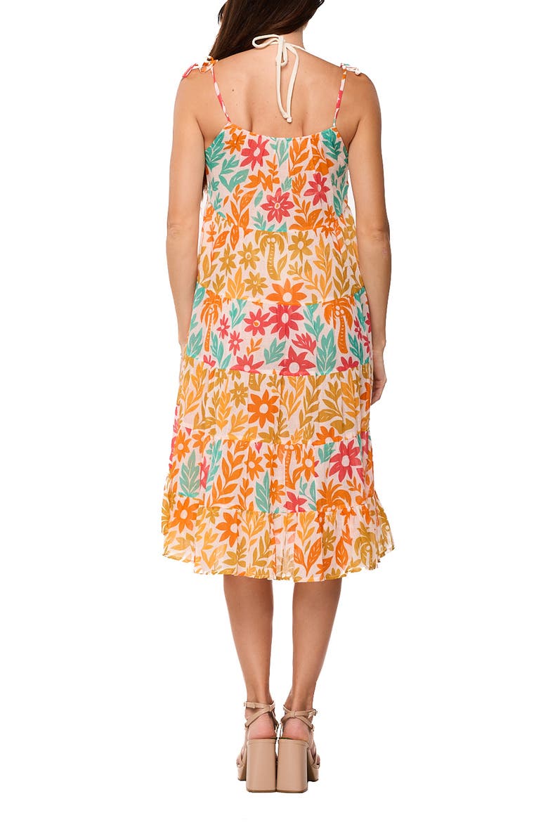 Floral Print Midi Dress, Alternate, color, ORANGE