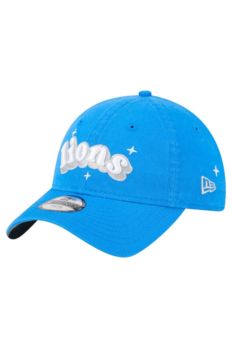 Girls Youth New Era  Blue Detroit Lions Cheer 9TWENTY Adjustable Hat, Alternate, color, Blue
