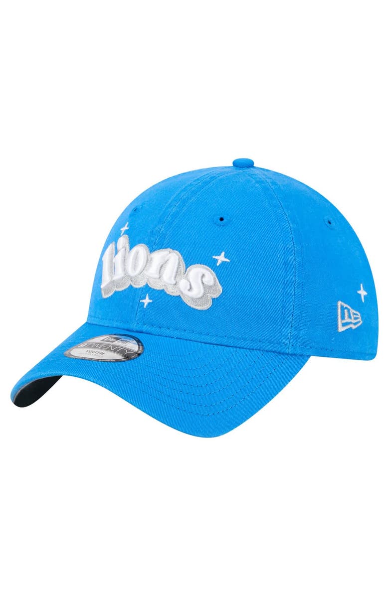 New Era Girls Youth New Era  Blue Detroit Lions Cheer 9TWENTY Adjustable Hat, Alternate, color, Blue