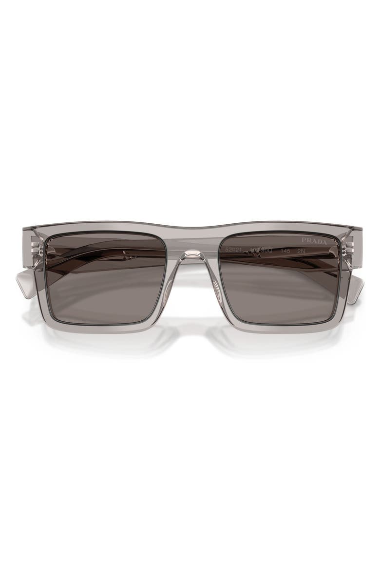 Prada 52mm Rectangular Sunglasses, Alternate, color, Hematite / Dark Grey