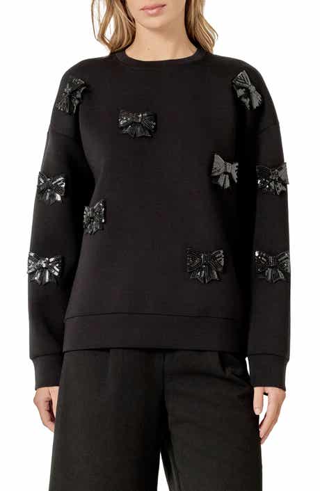 English Factory Sequin Bow Scuba Sweatshirt