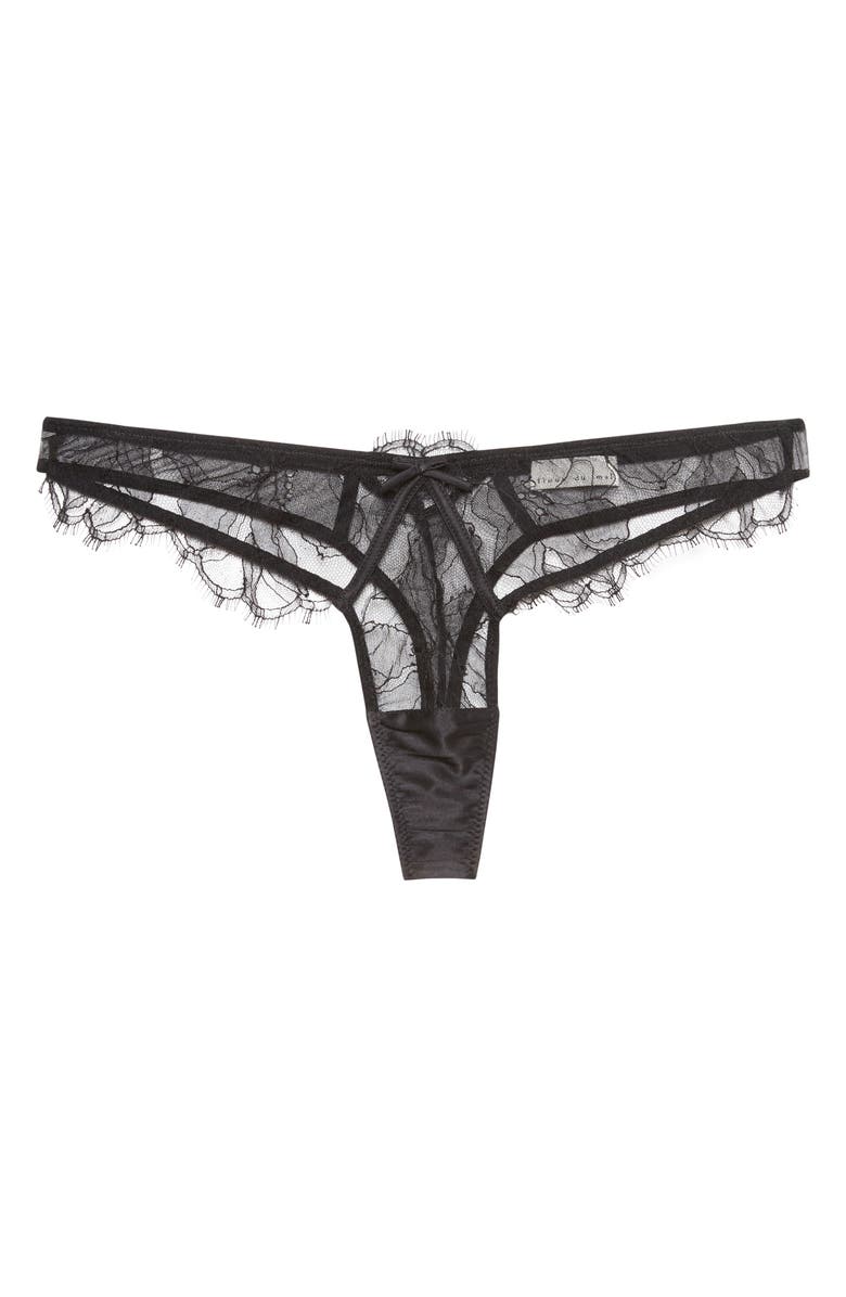 Fleur Du Mal Sophie Lace Thong, Main, color, Black