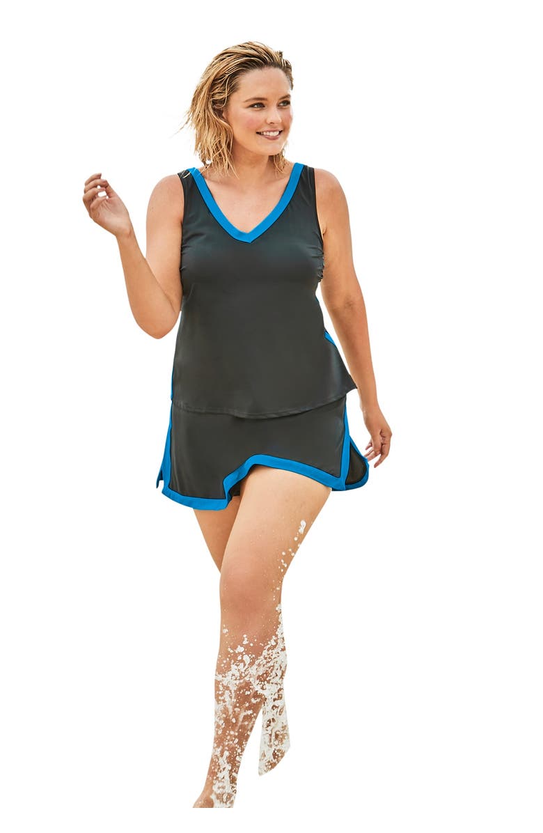 Swim 365 2-Piece Swim Skirtini Set, Main, color, Black Blue Sea