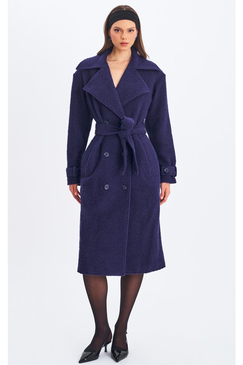 Jaelyn Wool Blend Double-Breasted Belted Coat, Main, color, Midnight Blue