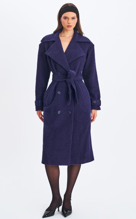 Jaelyn Wool Blend Double-Breasted Belted Coat