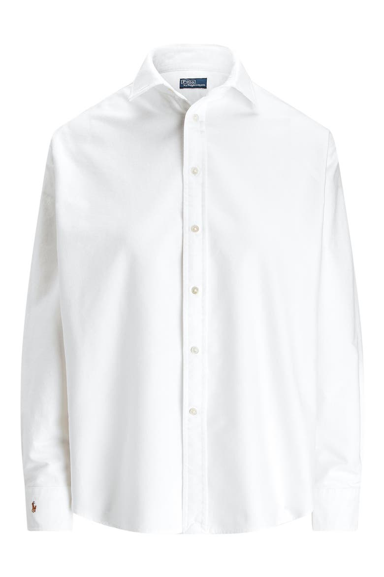 Relaxed Fit Cotton Oxford Button-Up Shirt, Alternate, color, WHITE