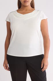 KASPER Cap Sleeve Cowl Neck Top