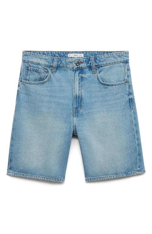 Mango Regular Fit Denim Shorts In Blue