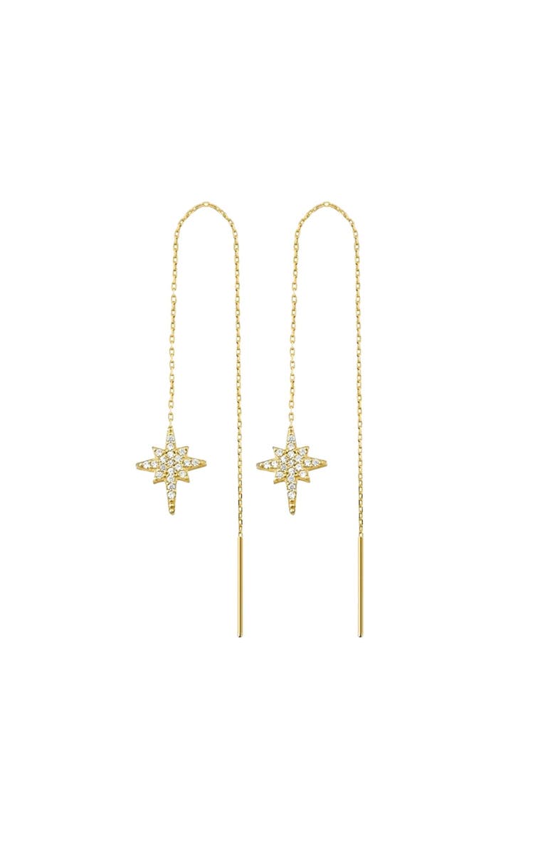 Spero London Northernstar Starbust Sterling Silver Chain Drop Earrings, Main, color, Gold