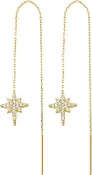 Spero London Northernstar Starbust Sterling Silver Chain Drop Earrings
