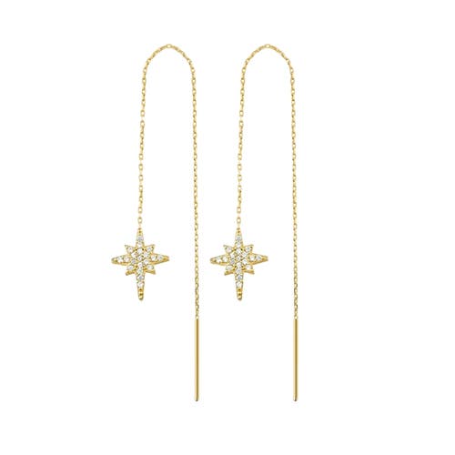 Spero London Northernstar Starbust Sterling Silver Chain Drop Earrings In Gold