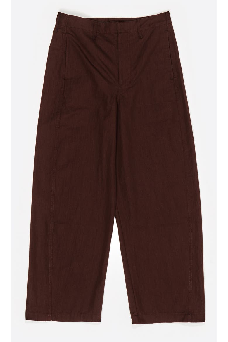 Technical Cotton Barrel Leg Trousers, Alternate, color, DARK BROWN