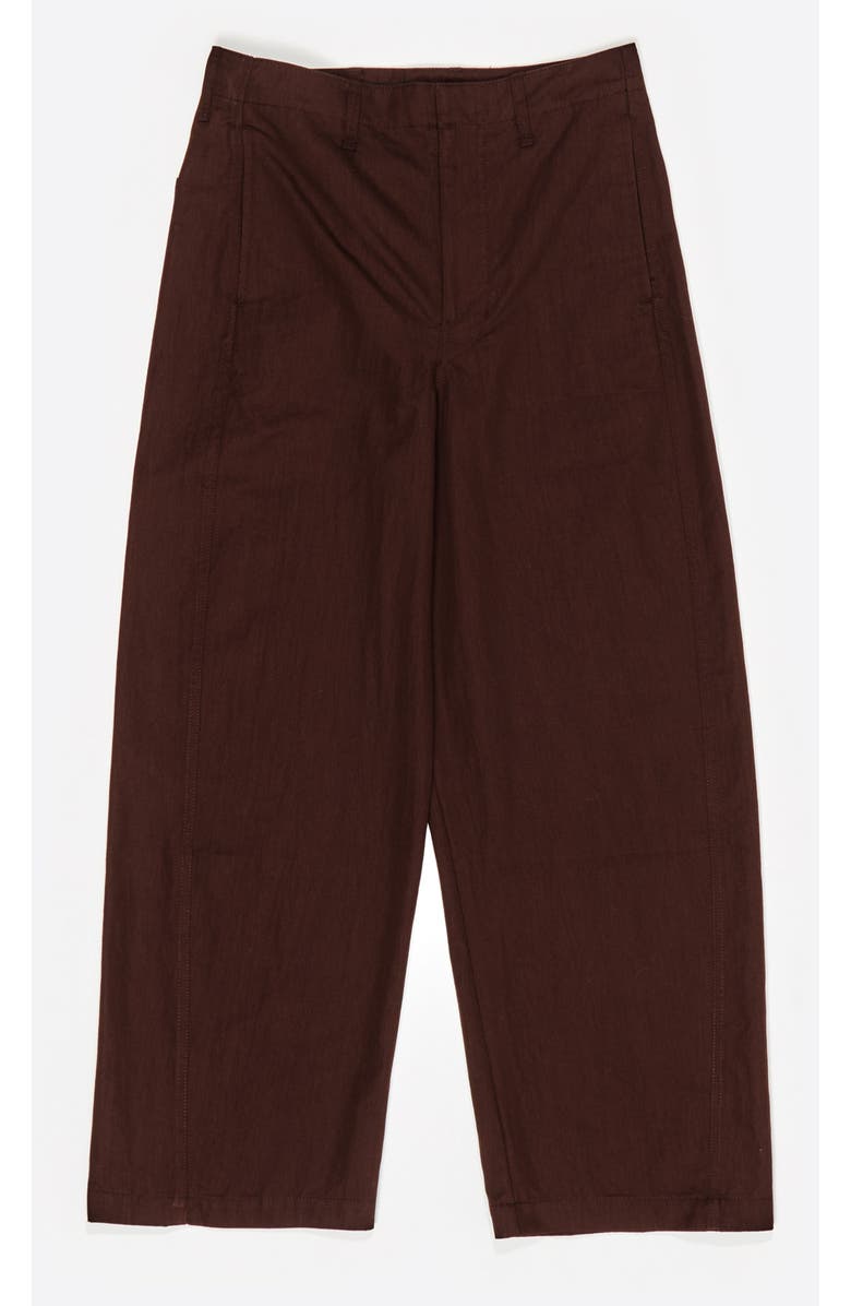 Bimba y Lola Technical Cotton Barrel Leg Trousers, Alternate, color, Dark Brown