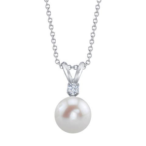 14K Freshwater Pearl & Diamond Classic Pendant