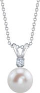 The Pearl Source 14K Freshwater Pearl & Diamond Classic Pendant
