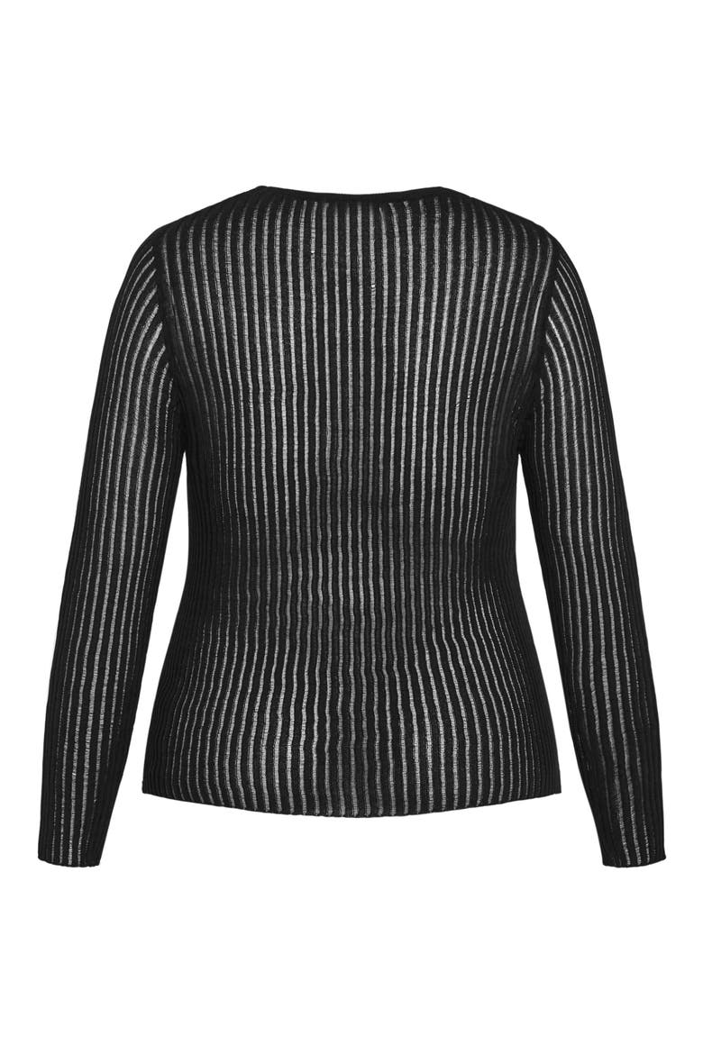 Eleni Sheer Stripe Long Sleeve Top, Alternate, color, BLACK