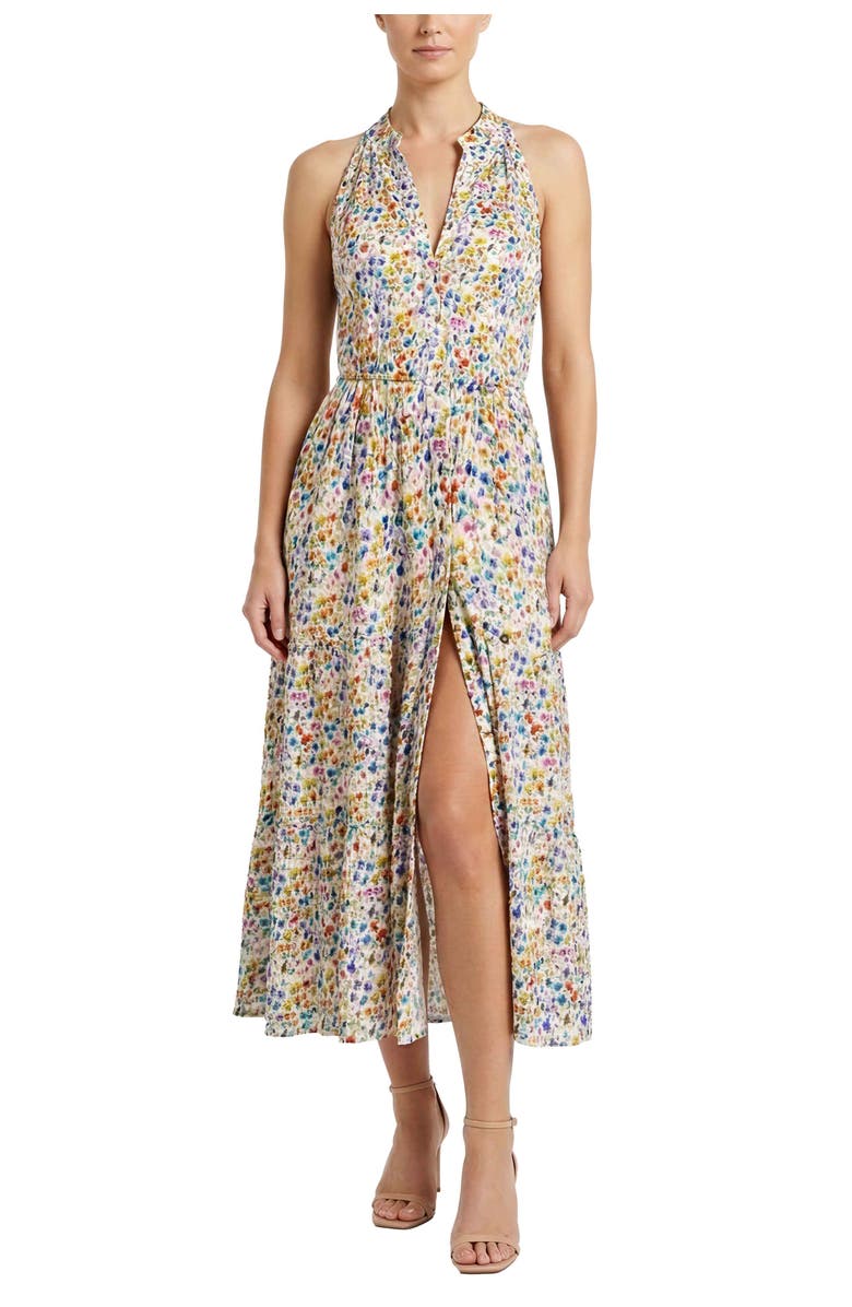 Change of Scenery Tracy Cotton Tiered Midi Shirtdress, Main, color, Wildflower Fields