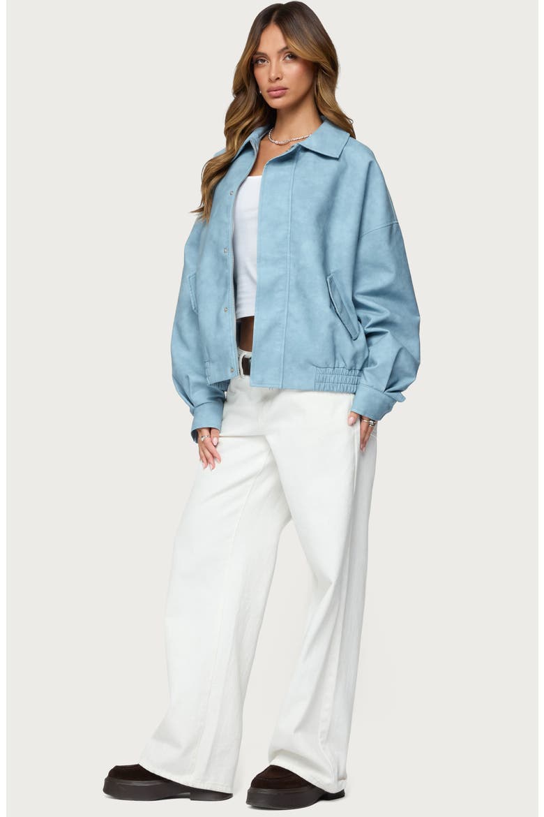 Oversize Faux Leather Jacket, Alternate, color, LIGHT-BLUE-WASHED