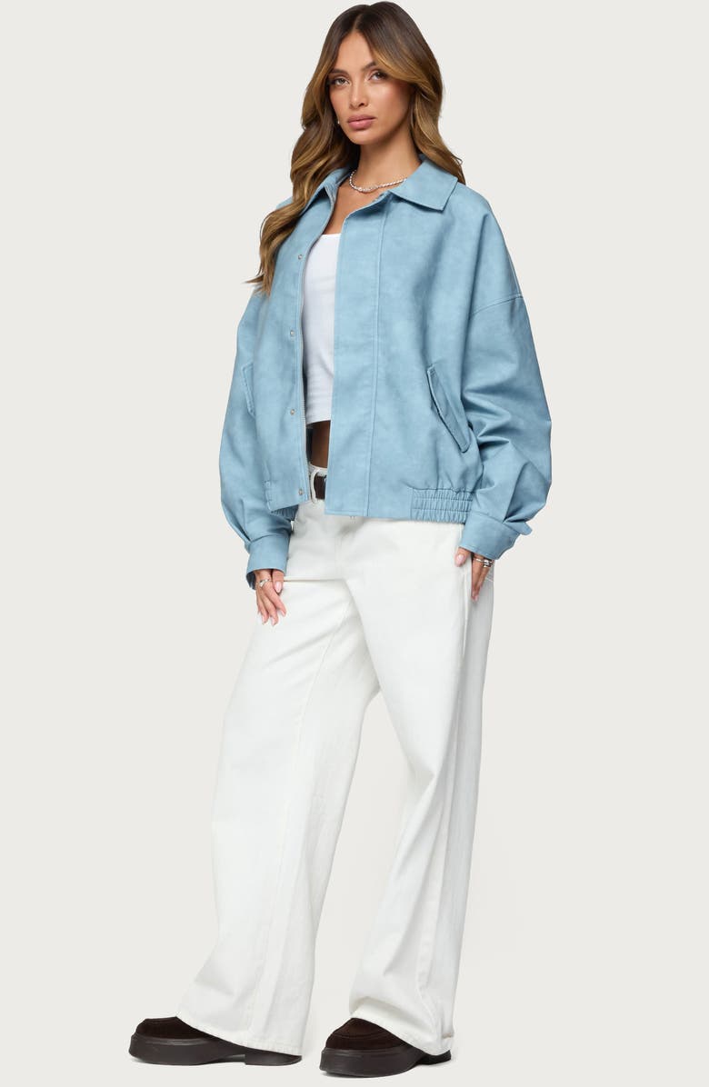 EDIKTED Oversize Faux Leather Jacket, Alternate, color, Light-Blue-Washed