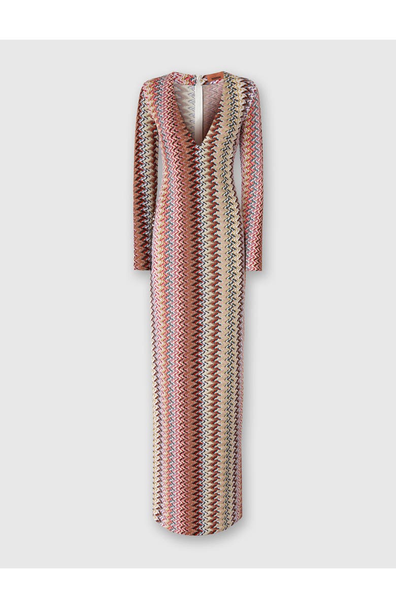 Missoni Long Dress With V-neck And Zigzag Pattern, Main, color, Multicoloured