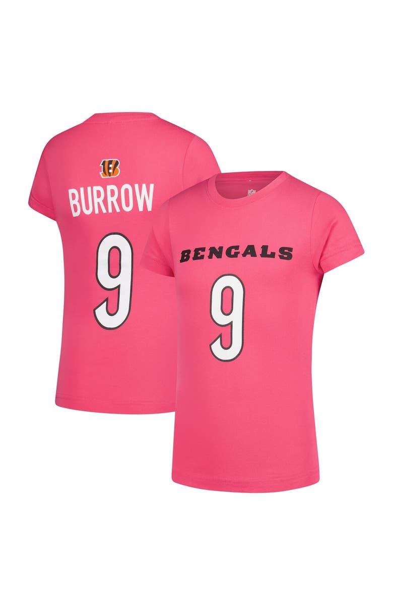 Nike Girls Youth Joe Burrow Pink Cincinnati Bengals Player Name & Number T-Shirt, Main, color, Pink
