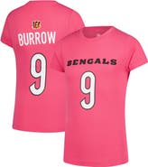 Nike Girls Youth Joe Burrow Pink Cincinnati Bengals Player Name & Number T-Shirt