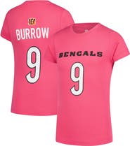 Nike Girls Youth Joe Burrow Pink Cincinnati Bengals Player Name & Number T-Shirt