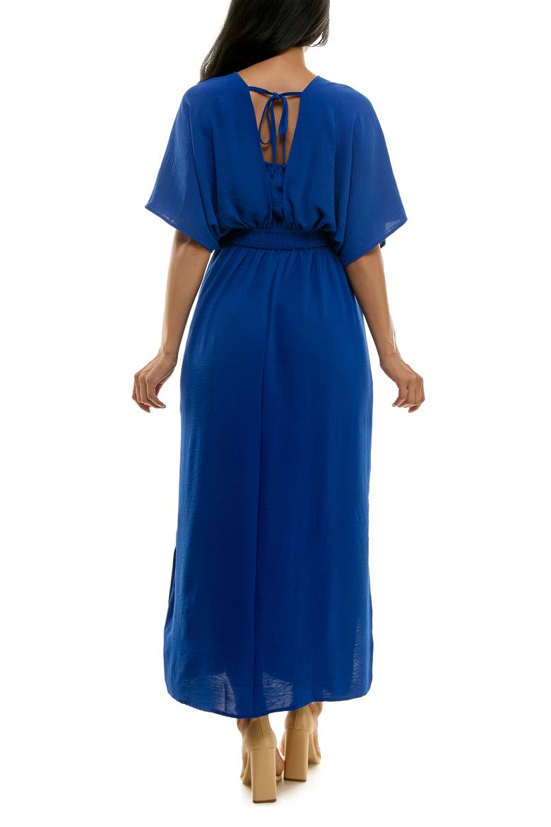 V-Neck Smocked Waist Maxi Dress, Alternate, color, DEEP SEA