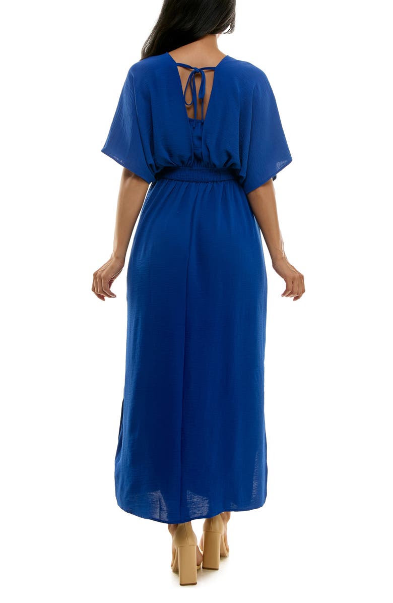 Nina Leonard V-Neck Smocked Waist Maxi Dress, Alternate, color, Deep Sea