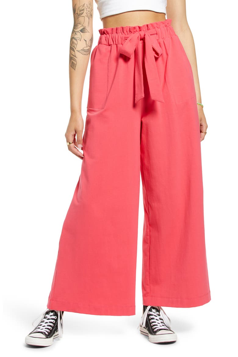 Paperbag Waist Wide Leg Pants, Main, color, DK CORAL