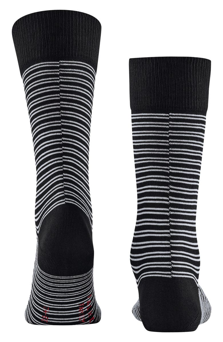 Falke Family Stripe Cotton Blend Dress Socks, Alternate, color, Black