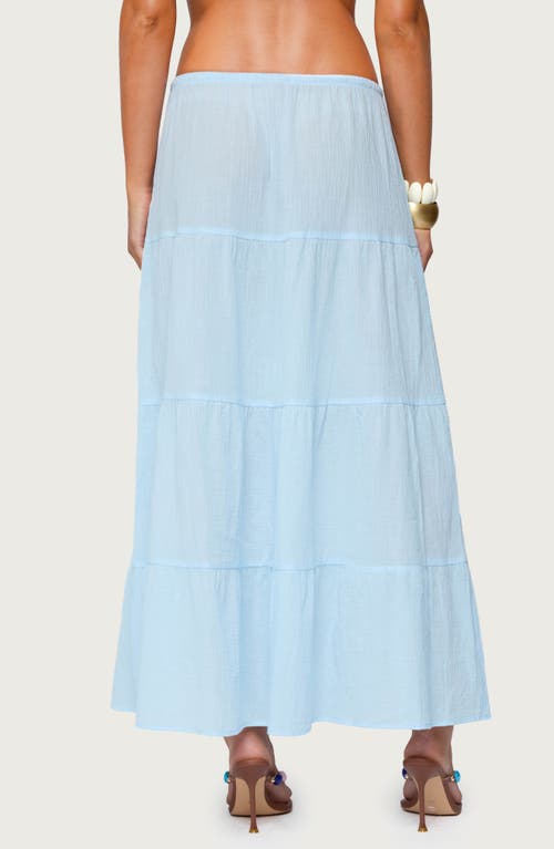 Edikted Kaila Cotton Tiered Maxi Skirt In Blue