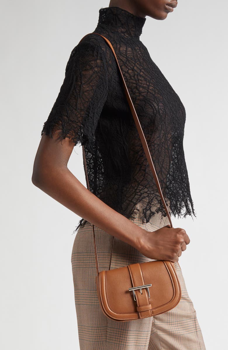 McQueen Mini T-Bar Shoulder Bag, Alternate, color, Tan Silver