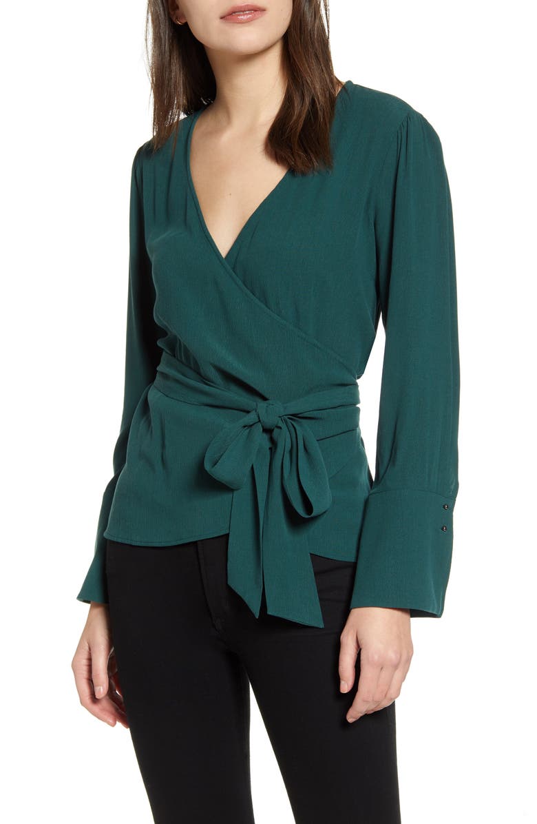 Chelsea28 Long Sleeve Wrap Blouse, Main, color, 