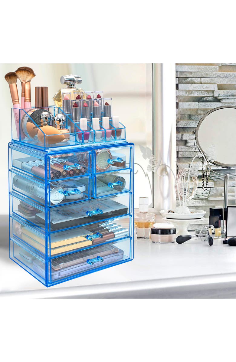 SORBUS Blue Makeup Storage Case, Alternate, color, Blue