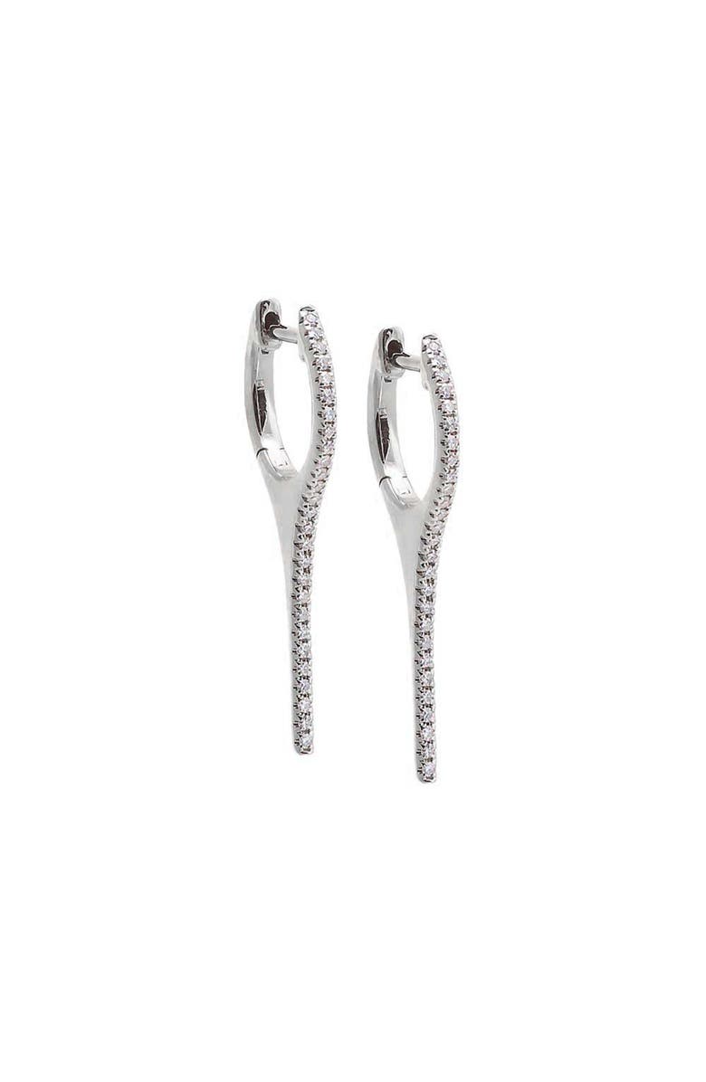 BY ADINA EDEN Diamond Pave Elongated Spike Huggie Earring 14K, Main, color, 14K White Gold - 25 Mm / Pair